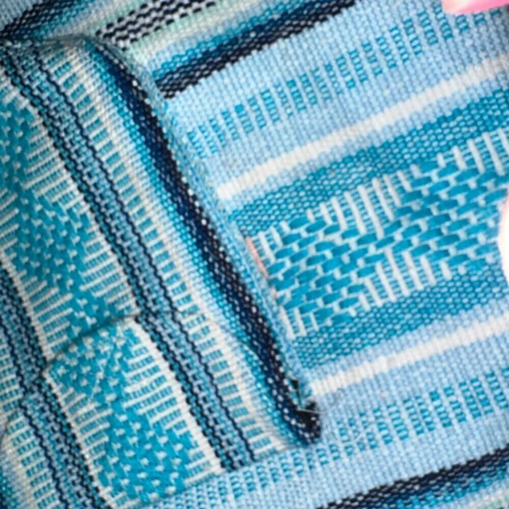 Blue woven striped cotton shoulder bag Indian Style backpack - Picture 8 of 10